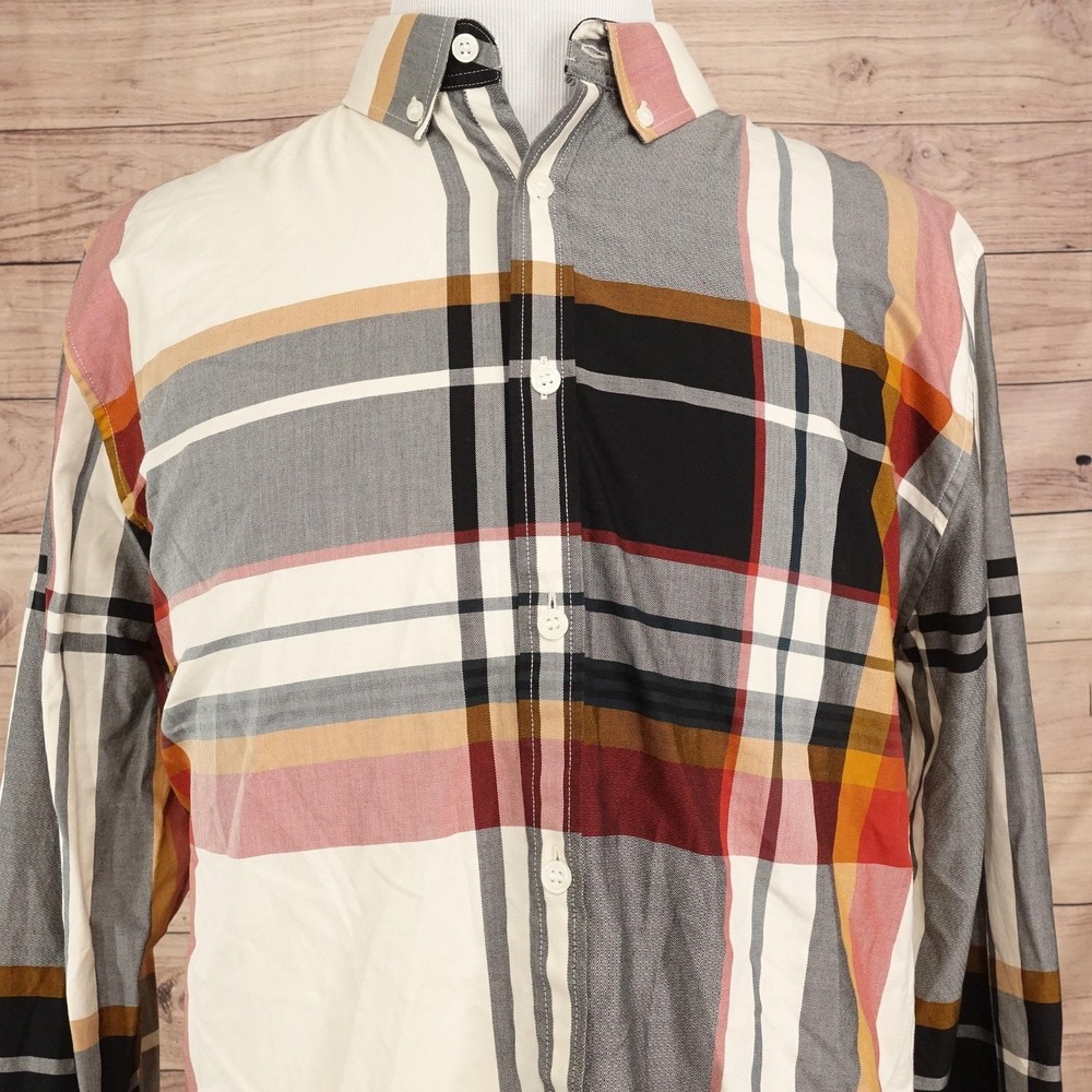 Murano Shirt Mens 2XL Multicolor Plaid Long Sleeve Button-Up Slim Fit Cotton